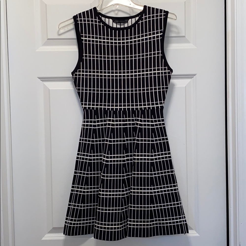Zara Black and White Grid Mini Dress